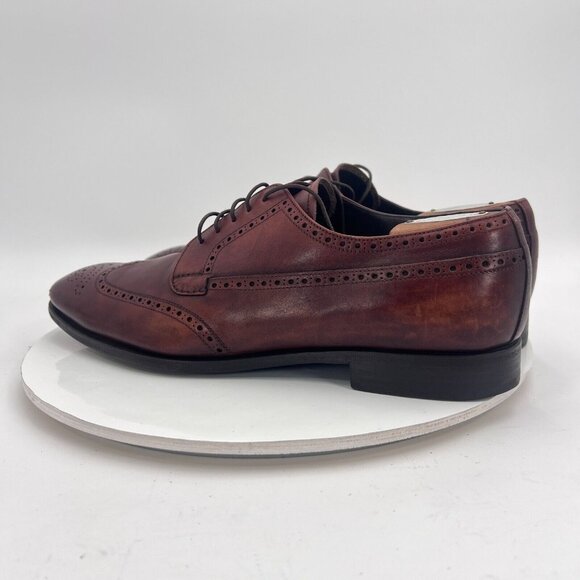 Prada Milano Men Size 9.5 Brown Perforated Leather Wingtip Derby Dress Shoes main image 14